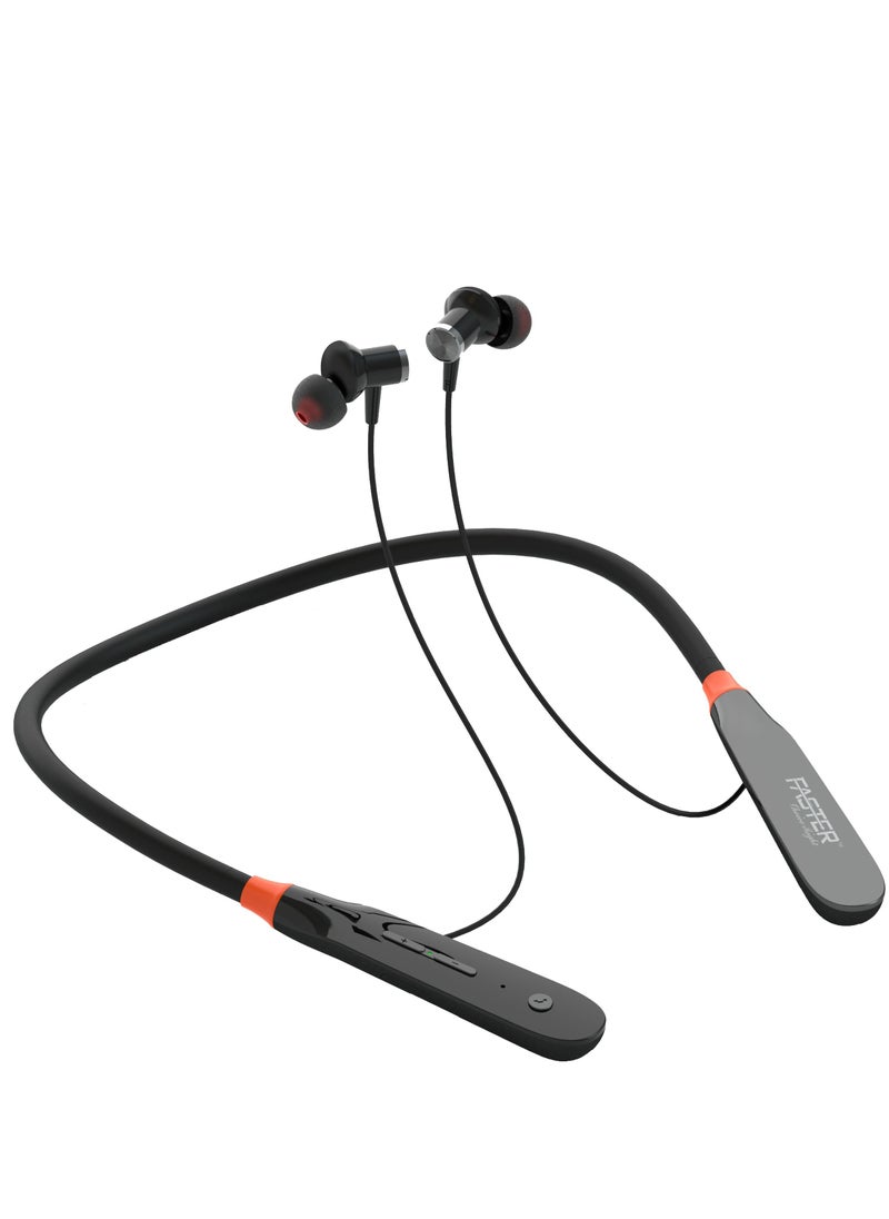 Faster - Bluetooth Neckband Headphones with 20 H Playtime,Crystal-Clear Calls, USB-C Fast Charging, Foldable & Lightweight Build Wireless neckband earphones with microphone, for running, training and gym - Image 1