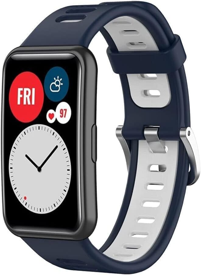 Next Store Silicone Watch Band Compatible with Huawei Watch Fit (Blue & White)