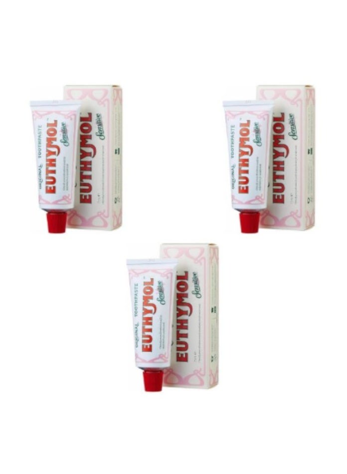 يوثيمول معجون أسنان يوثيمول للأسنان الحساسة 75 مل 3 قطع