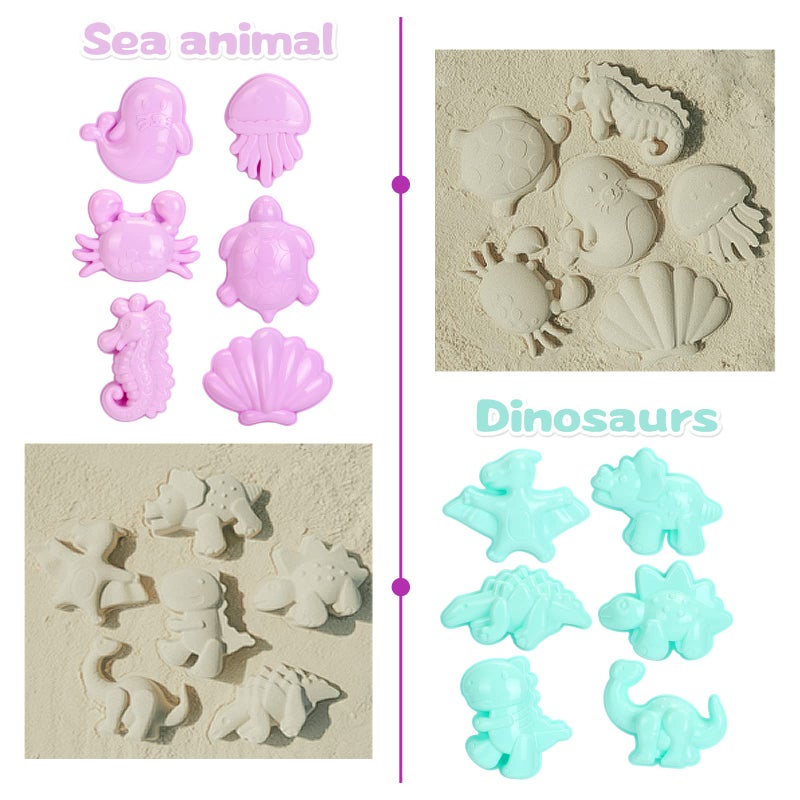 Tagitary Beach Sand Toys Set for Kids 3-10 with Bucket Watering Can Shovel Rake Sand Molds Beach Shell Bag - Image 3