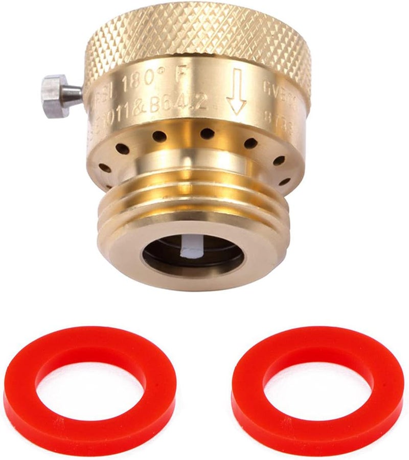 LitOrange 1 Pack Brass 3/4" Inch GHT Hose Bibb Connector Backflow Preventer Vacuum Breaker - Image 1