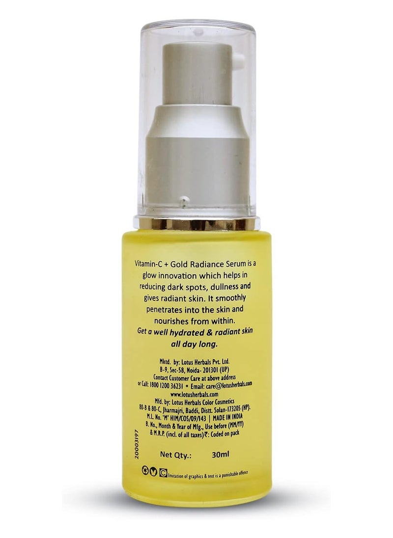 Lotus Lotus Herbals WhiteGlow Vitamin C and Gold Radiance Face Serum | For Dull & Dry Skin | Brightening & Hydrating | 30ml, Yellow  - Image 2