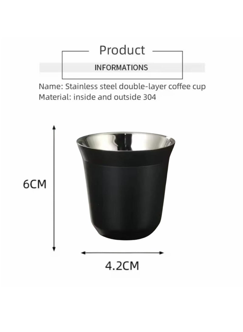 Liying Stainless Steel Espresso Cup Double Wall Insulated Coffee Mug 160ml Metal Cup for Milk, Tea Cups, Office Water Mugs (Black)  - Image 2