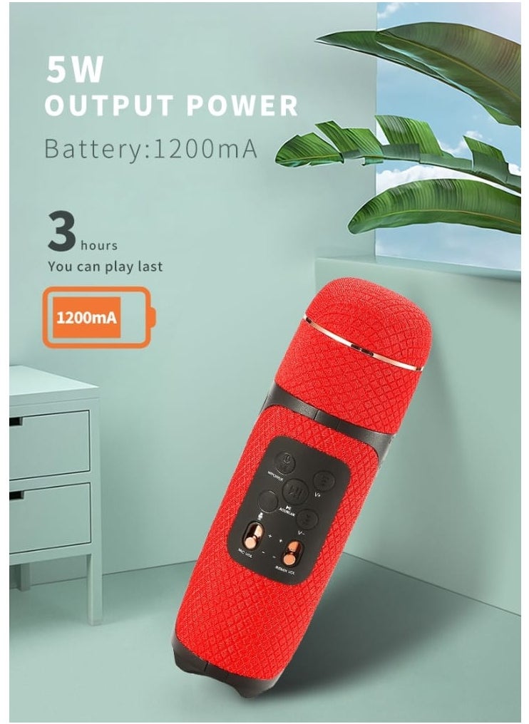 Generic Karaoke Wireless Microphone Portable For Kids And Adults Red  - Image 1