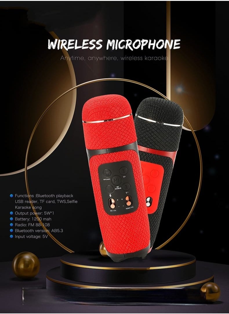 Generic Karaoke Wireless Microphone Portable For Kids And Adults Red  - Image 2