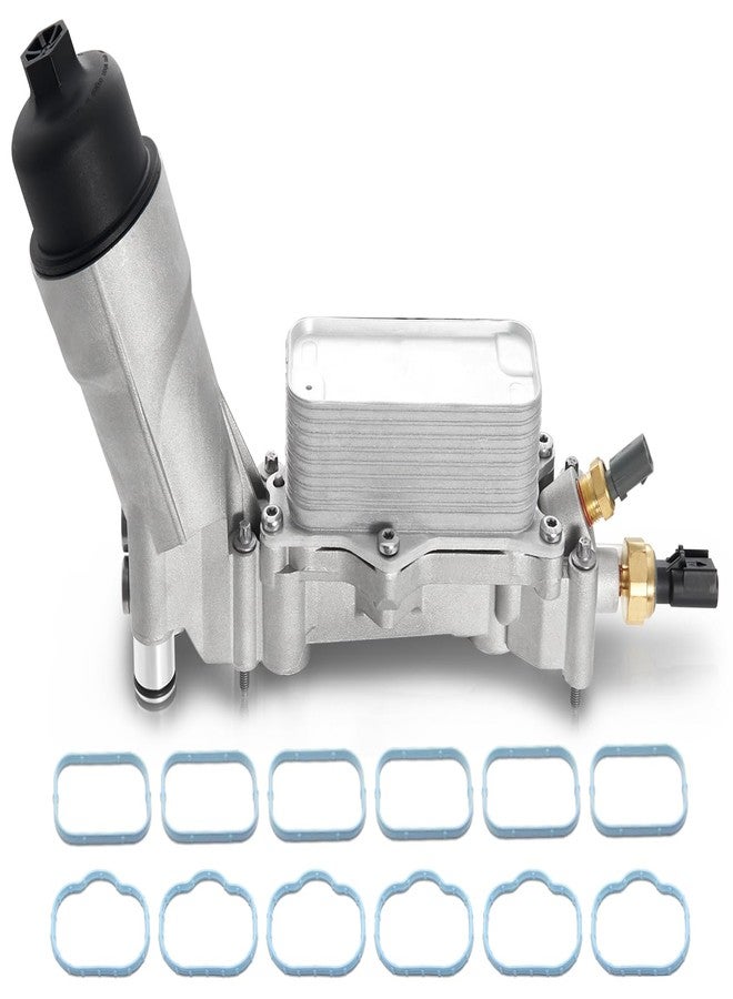 TEMSONE Aluminum Engine Oil Filter Housing Oil Cooler Kit with Gaskets & Sensors Compatible with 2017-2018 Chrysler Dodge Avenger Journey Jeep Wrangler Ram Promaster V6 3.2L 3.6L Engine - Image 1