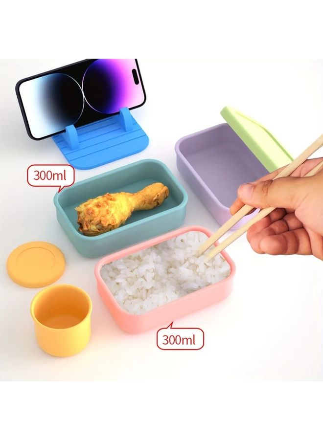Blue And Purple 300ml Silicone Bento Box 2 Pack Microwave Safe Easy Clean Lunch Container - Image 2