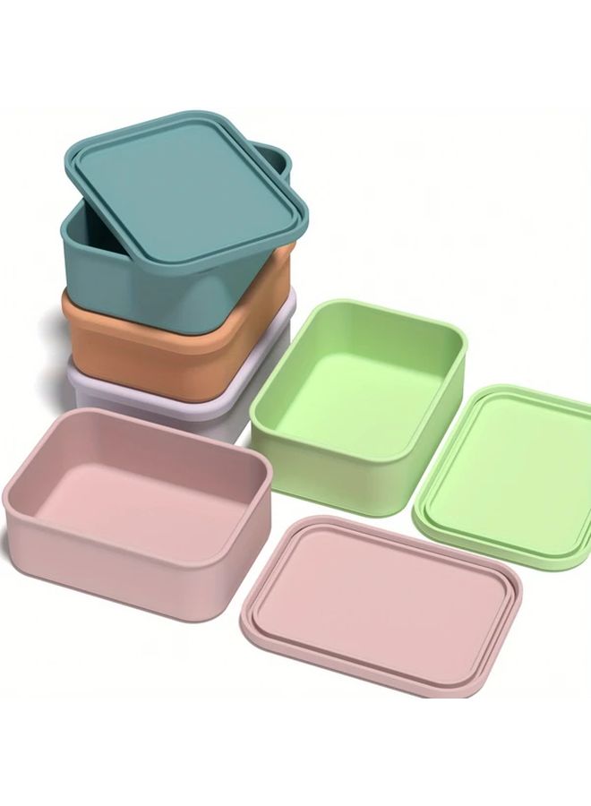 Blue And Purple 300ml Silicone Bento Box 2 Pack Microwave Safe Easy Clean Lunch Container - Image 1