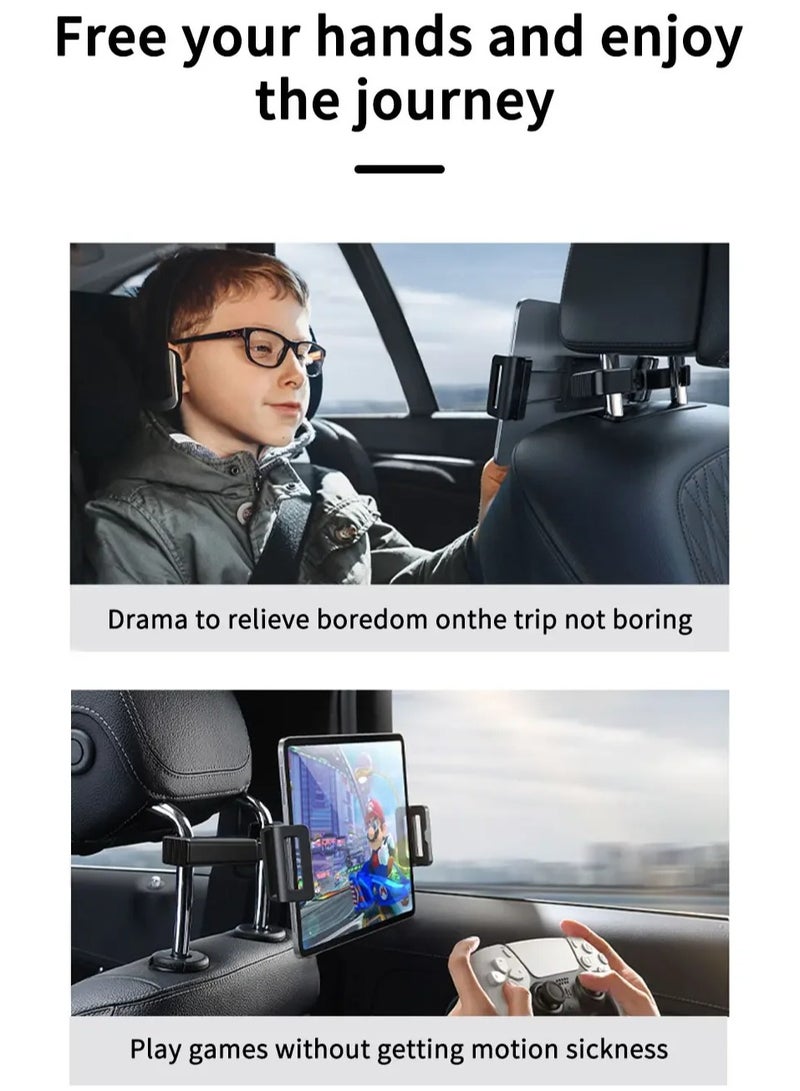 Car Phone Holder for Rear Row Tablet Holder Anti Shake Tablet Mount Universal Auto Phone Stand for 4-12.9 Inch iPad Ipad Car Holder Back Seat Road Trip  for Kids - Image 1