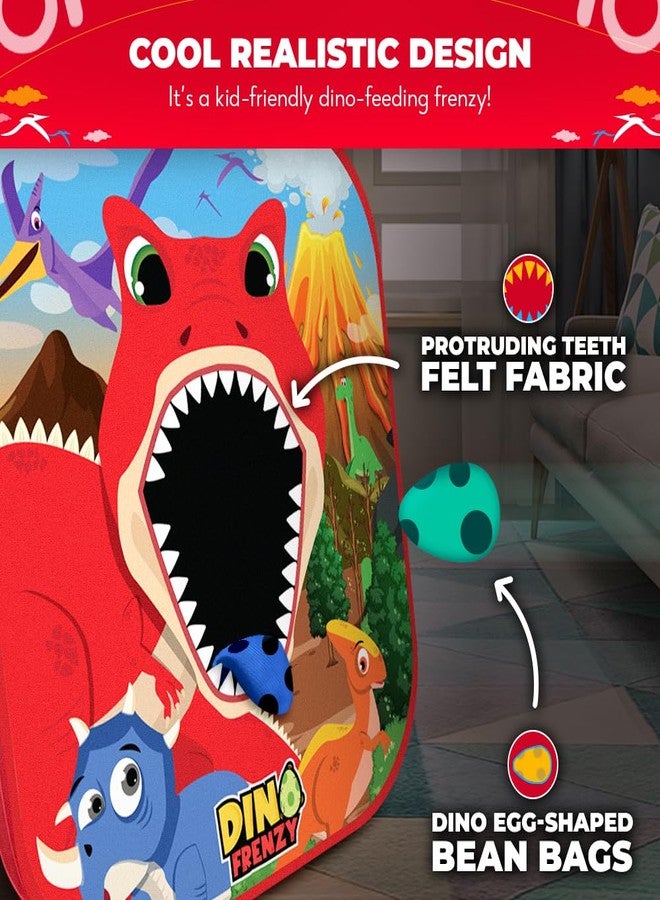 Swooc Games® - Dino Frenzy™ | 2-in-1 Corn Hole Games for Kids | 5-Second Setup | Dinosaur Bean Bag Toss Game for Kids | Kid Cornhole Game Set | Toddler Party Activity | Outside Bean Bags Kid Tossing - Image 4