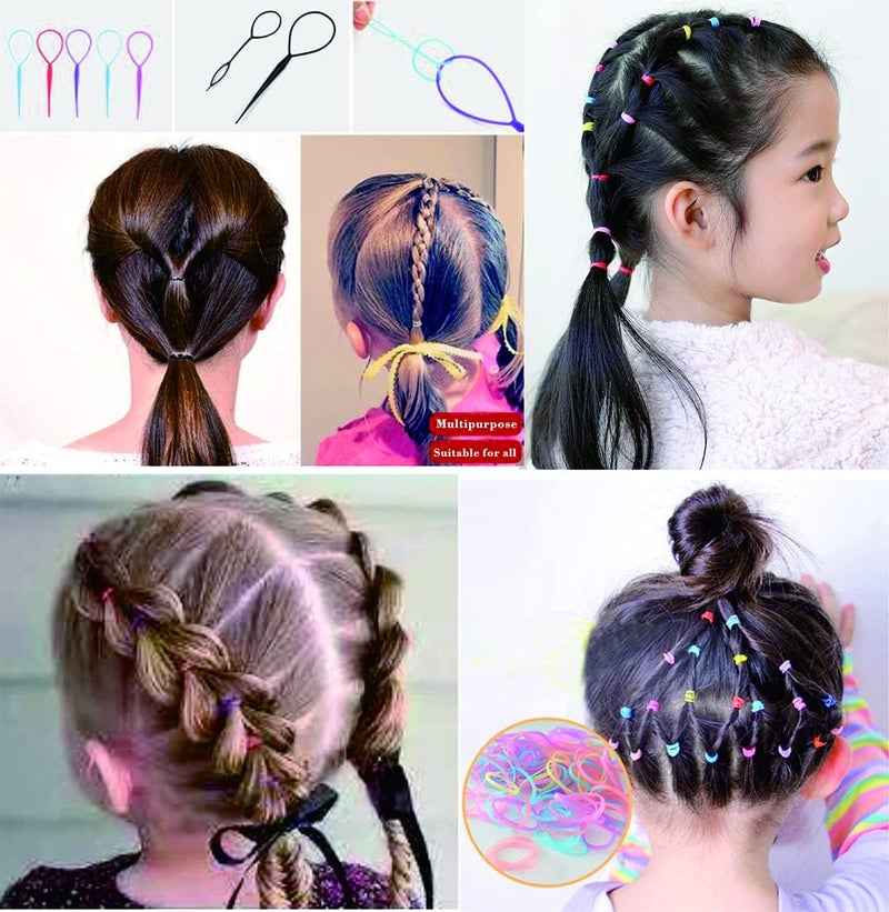 SAOYOAS 2000 PCS Hair Bands, Elastic Hair Band, Mini Hair Rubbers Ties for Girls Ponytail Hair Accessories, Soft Elastic Bands Non-Slip Small Hair Ties, with 2 PCS Topsy Tail Hair Tools. (multicolored) - Image 5