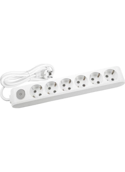 (6-Piece) Six-Plug Socket with Grounded Switch and Cable (3x1.5 Ttr) 1 (One) Meter