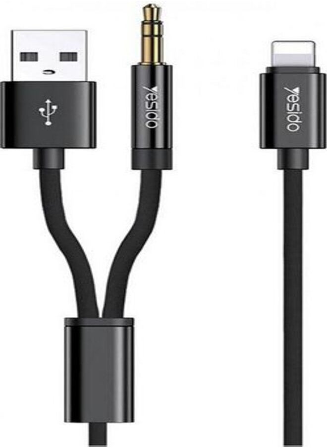 Yesido Cable Audio Yesido Cable Adapter YAU-18 Lightning to USB Jack 3.5mm Black  - Image 1