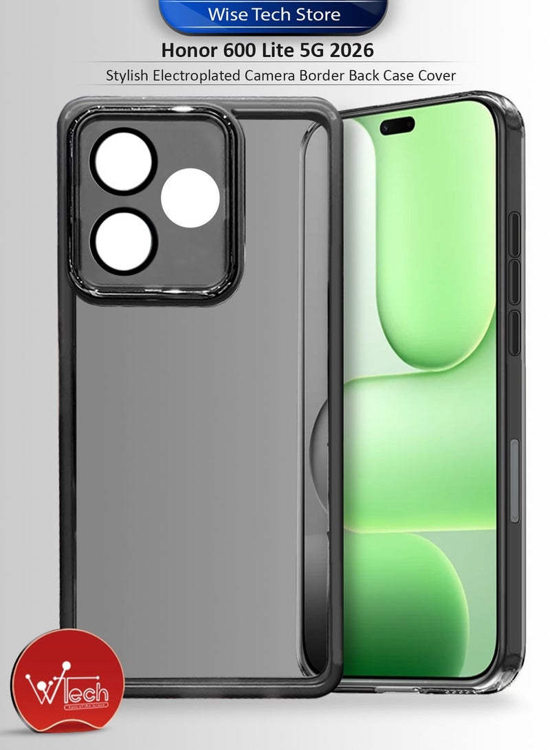 Wtech Honor 600 Lite 5G 2026 Soft Transparent TPU Camera Lens Protection Silicone Ultra Thin Phone Stylish Electroplated Camera Border Back Case Cover - Black & [2 PACK] Honor 600 Lite 5G 2026 Premium E2E Series Full Glue Full Cover Tempered Glass Screen Protector (MSGECN) - Clear/Black Bundle - Image 2