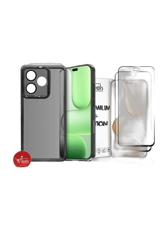 Wtech Honor 600 Lite 5G 2026 Soft Transparent TPU Camera Lens Protection Silicone Ultra Thin Phone Stylish Electroplated Camera Border Back Case Cover - Black & [2 PACK] Honor 600 Lite 5G 2026 Premium E2E Series Full Glue Full Cover Tempered Glass Screen Protector (MSGECN) - Clear/Black Bundle - Image 1