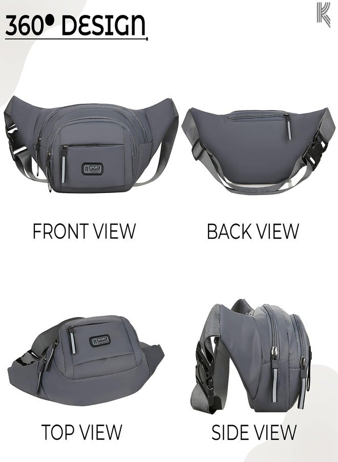 Kraptick Premium Unisex Waist Bag for Men and Women - Stylish Fanny Pack, Hip Bag, Chest Bag (Grey) - Image 4