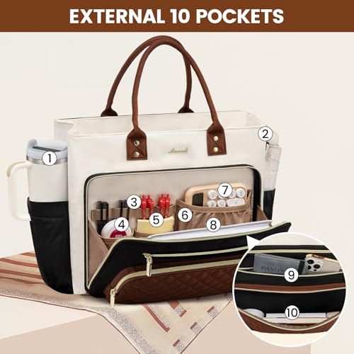 LOVEVOOK Laptop Tote Bag for Women With Large Cup Holder, Work Bags Teacher Nurse Computer Bag, 15.6 Inch Professional Briefcase Business Travel Large Purses Handbag, Diaper Bag With Multi-Pockets - Image 3