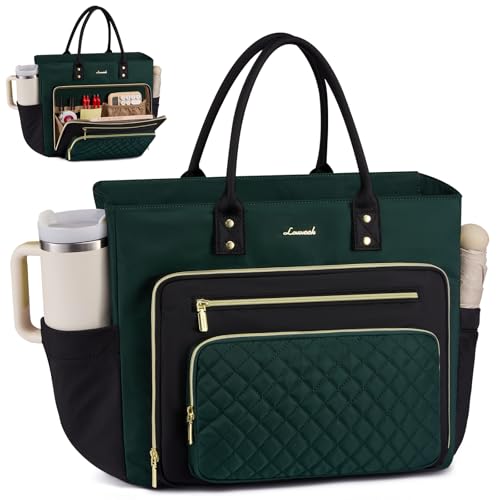 LOVEVOOK Laptop Tote Bag for Women With Large Cup Holder, Work Bags Teacher Nurse Computer Bag, 15.6 Inch Professional Briefcase Business Travel Large Purses Handbag, Diaper Bag With Multi-Pockets - Image 1