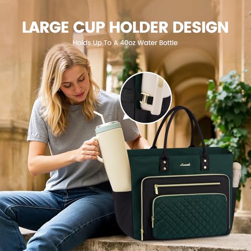 LOVEVOOK Laptop Tote Bag for Women With Large Cup Holder, Work Bags Teacher Nurse Computer Bag, 15.6 Inch Professional Briefcase Business Travel Large Purses Handbag, Diaper Bag With Multi-Pockets - Image 5