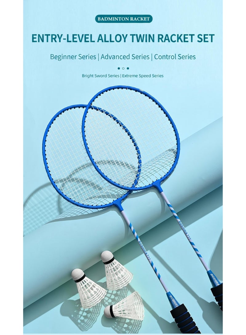 Boshika Badminton Rackets Set 2 Player Badminton Rackets Lightweight Badminton Racquet with 3 Shuttlecocks,,2 Rackets,2 Replacement Grip Tapesand 1 Carrying Bag,Badminton Backyard Games for Outdoor,Garden,Beach,Family Fun Game - Image 2