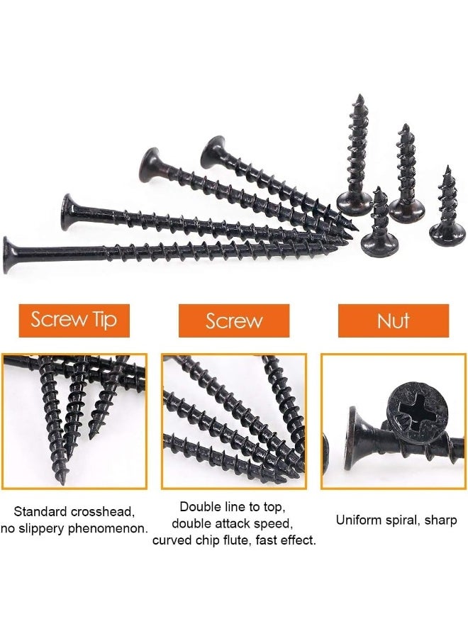 Poaker Coarse Thread Drywall Screw With Phillips Drive Black Oxide Finish Bugle Head Wood Screws (1 Inch- 100Pcs, 8Mm)  - Image 4