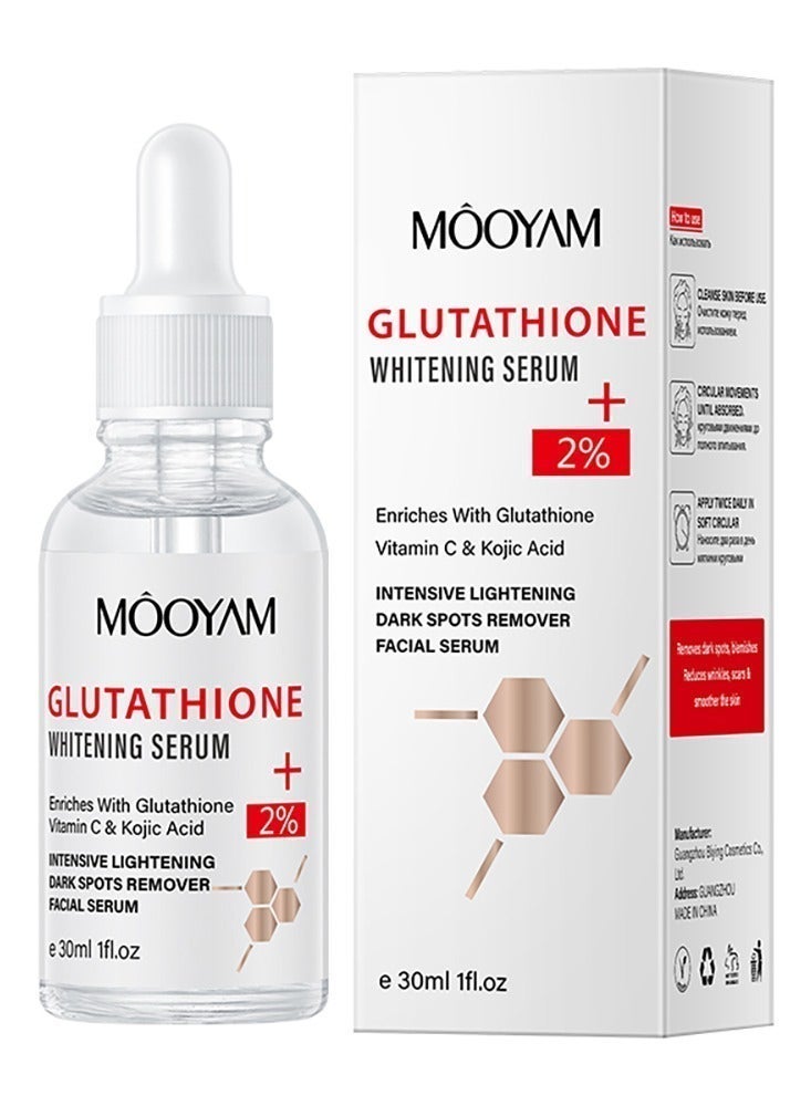 MOOYAM Glutathione Whitening Serum with Vitamin C and Kojic Acid 30ml Intensive Lightening Dark Spot Remover Facial Serum for Hyperpigmentation Treatment - Image 2