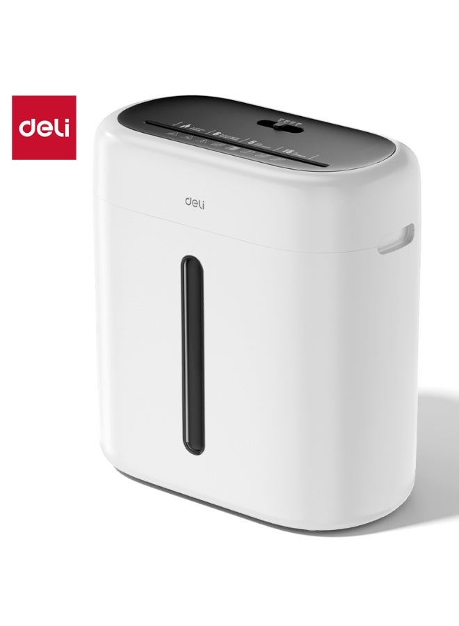 Deli ET001 Paper Shredder, 6-Sheet Cross-Cut Mini Shredder with 15L Bin, P-4 Security Level, 5-Min Continuous Run Time, Compact for Home & Office, White - Image 1