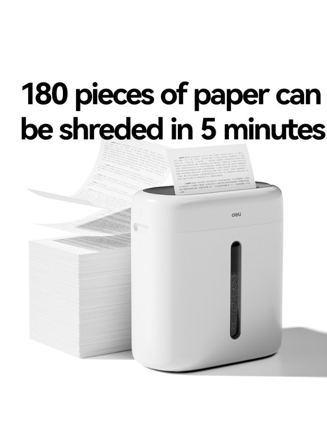 Deli ET001 Paper Shredder, 6-Sheet Cross-Cut Mini Shredder with 15L Bin, P-4 Security Level, 5-Min Continuous Run Time, Compact for Home & Office, White - Image 3