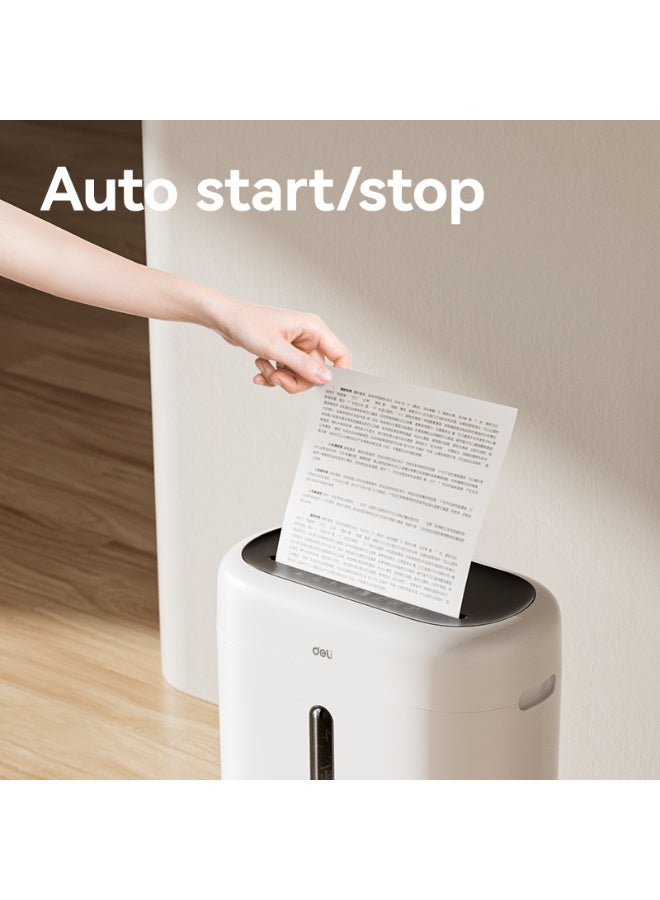Deli ET001 Paper Shredder, 6-Sheet Cross-Cut Mini Shredder with 15L Bin, P-4 Security Level, 5-Min Continuous Run Time, Compact for Home & Office, White - Image 5