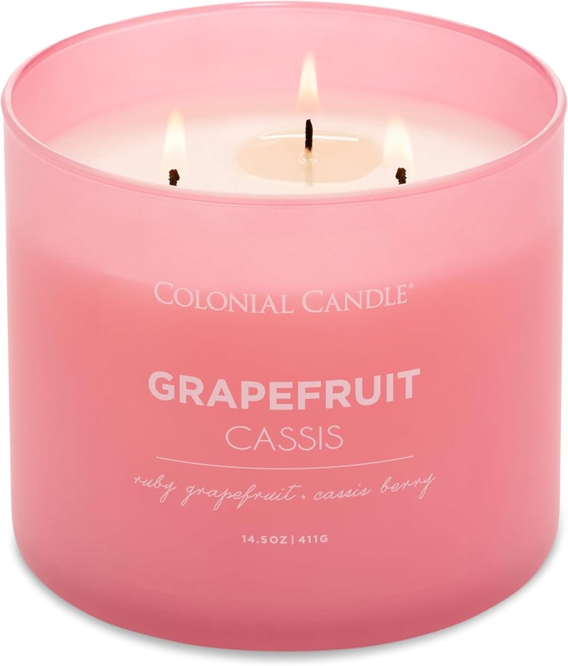 Colonial Candle Pop of Color Grapefruit Cassis 14.5 Oz Scented Matt Glass Jar Candle,Three Premium Cotton Wicks - Image 3