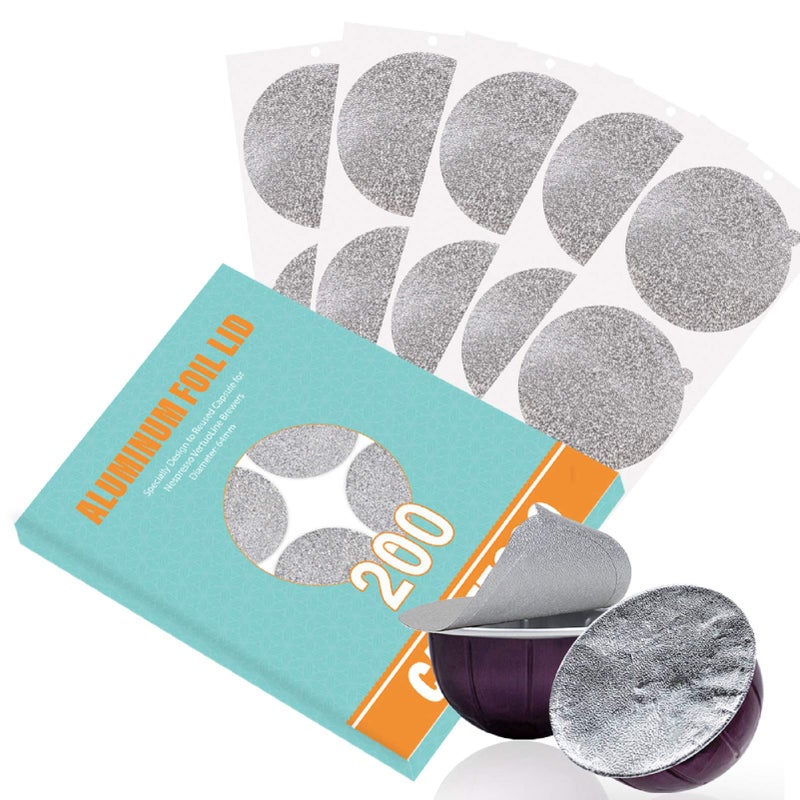 CAPMESSO Aluminum Foil Seals Lid Compatible with Vertuoline Capsules 64mm 200Package