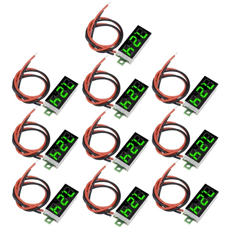 diymore 10pcs Mini Digital Voltage Meter DC 2.5~30V 0.28" 2 Wire Digital Voltmeter Gauge Tester Green LED Display Panel Mount Car Motorcycle Battery Monitor Led - Image 1