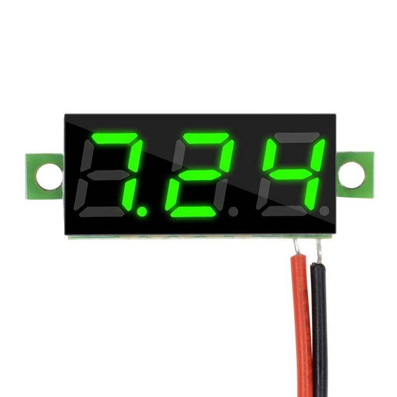 diymore 10pcs Mini Digital Voltage Meter DC 2.5~30V 0.28" 2 Wire Digital Voltmeter Gauge Tester Green LED Display Panel Mount Car Motorcycle Battery Monitor Led - Image 2