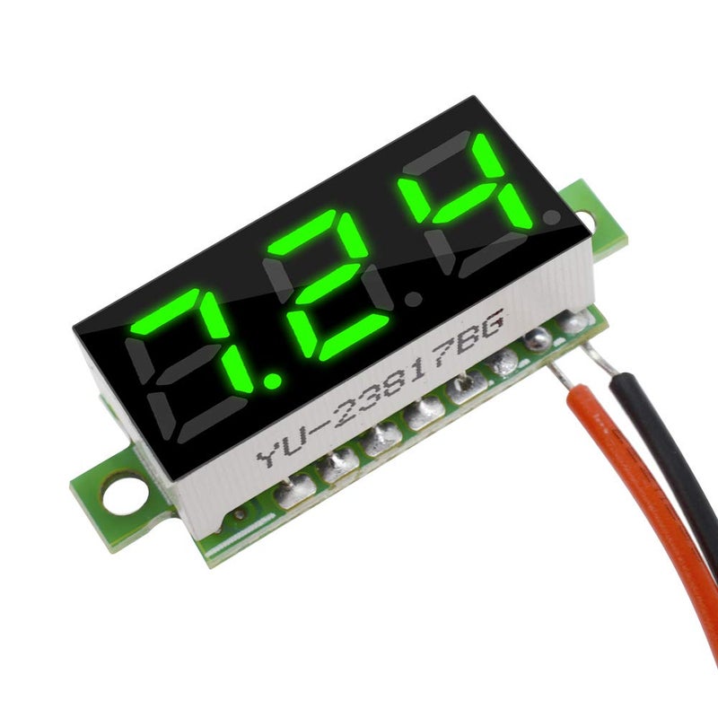 diymore 10pcs Mini Digital Voltage Meter DC 2.5~30V 0.28" 2 Wire Digital Voltmeter Gauge Tester Green LED Display Panel Mount Car Motorcycle Battery Monitor Led - Image 3