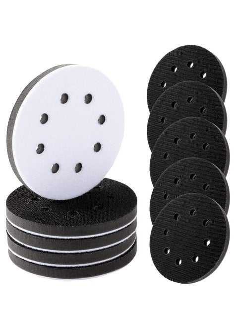 5 Pack Soft Density Interface Pads 5 Inch 8 Holes Hook and Loop Sponge Cushion Buffer Backing Pad Foam Sanding Interface Pads for Orbital Sander Automotive Woodworking Polishing