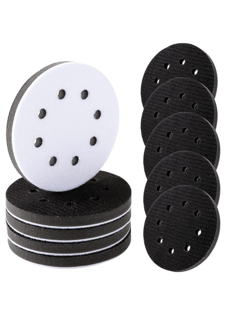 KASTWAVE - 5 Pack Soft Density Interface Pads 5 Inch 8 Holes Hook and Loop Sponge Cushion Buffer Backing Pad Foam Sanding Interface Pads for Orbital Sander Automotive Woodworking Polishing - Image 1