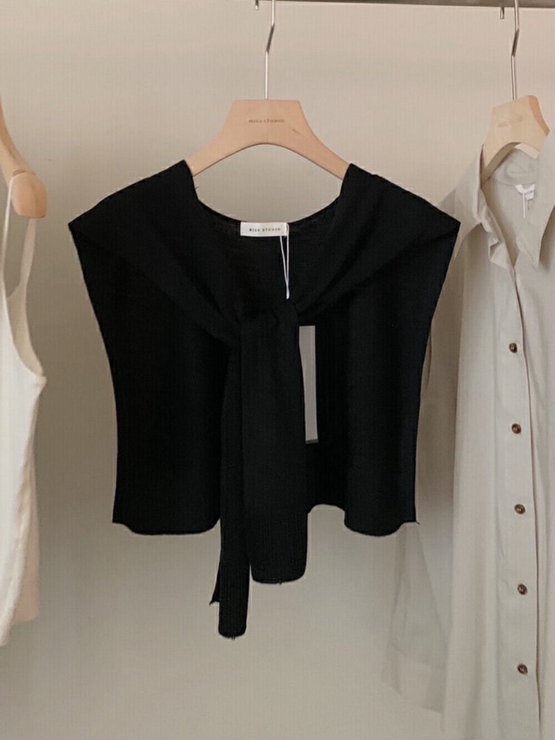 MISS STUDIO 2024 Spring Korean Knit Shawl for Women 2053 Black 