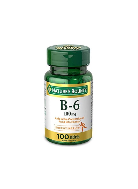 Nature's Bounty Vitamin B6, Supports Energy Metabolism and Nervous System Health, 100mg, Tablets, 100 Ct