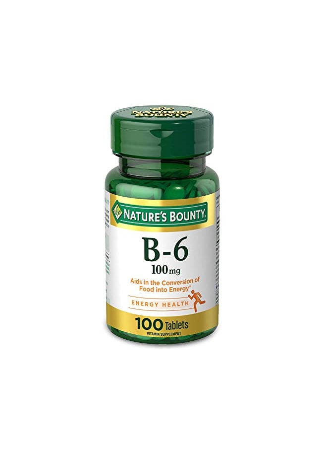 Nature's Bounty Vitamin B6, Supports Energy Metabolism and Nervous System Health, 100mg, Tablets, 100 Ct