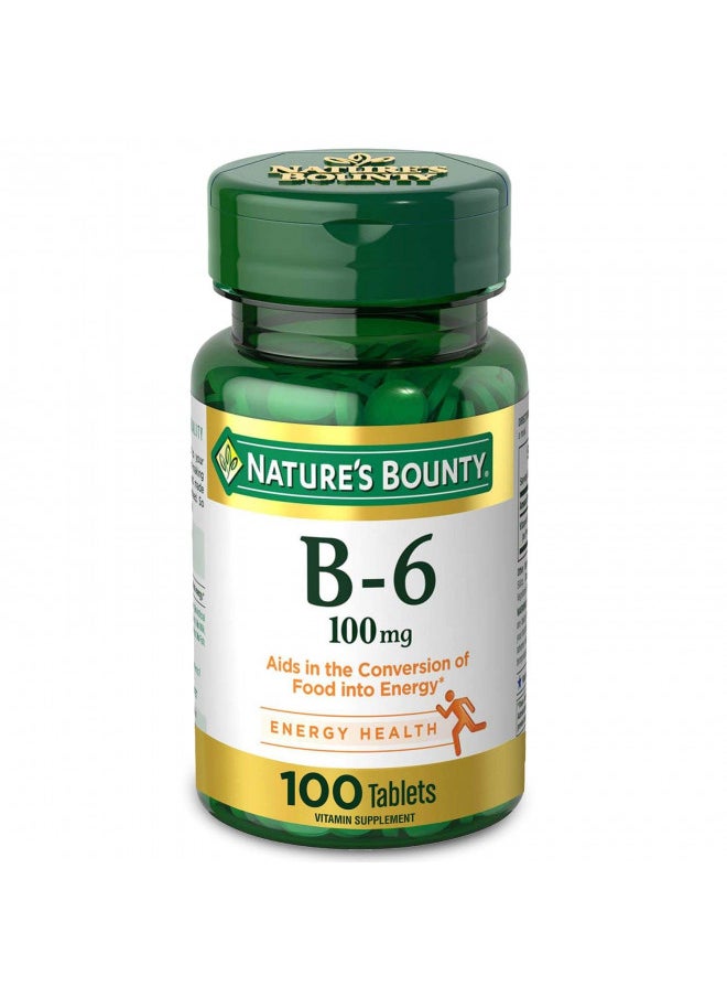 Nature's Bounty Vitamin B6, Supports Energy Metabolism and Nervous System Health, 100mg, Tablets, 100 Ct