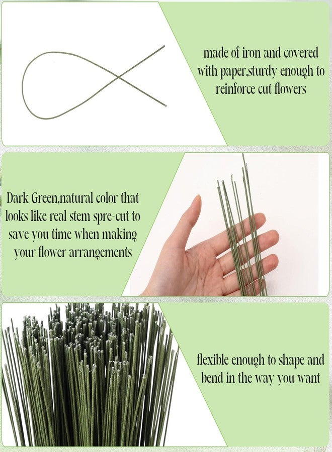 Ferraycle 600 Pieces 18 Gauge Green Floral Wire Stems for DIY Crafts, 16 Inch Floral Paper Wrapped Wire for Christmas Garland and Flower Arrangements(Dark Green) - Image 3