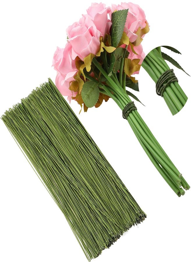 Ferraycle 600 Pieces 18 Gauge Green Floral Wire Stems for DIY Crafts, 16 Inch Floral Paper Wrapped Wire for Christmas Garland and Flower Arrangements(Dark Green) - Image 1