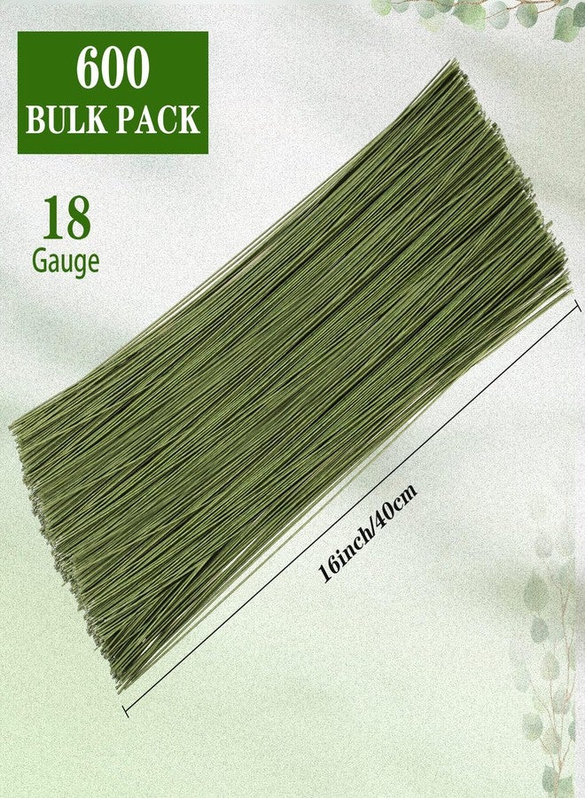 Ferraycle 600 Pieces 18 Gauge Green Floral Wire Stems for DIY Crafts, 16 Inch Floral Paper Wrapped Wire for Christmas Garland and Flower Arrangements(Dark Green) - Image 2