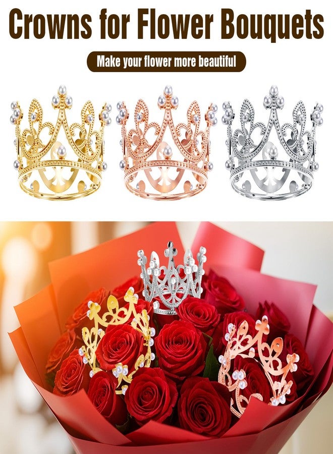 oruola غطاء تاج كعكة من أورولا، 3 قطع، غطاء تاج لؤلؤي للكب كيك، تيجان لباقات الزهور، لوازم تزيين حفلات الزفاف الملكية، حفلات أعياد ميلاد الأطفال، 3 ألوان - Image 2