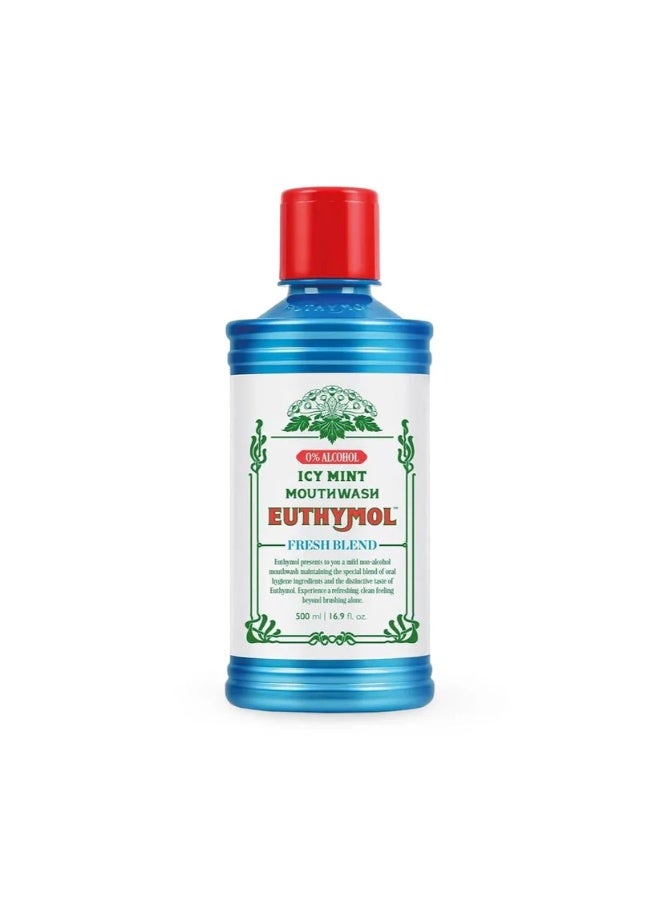 Euthymol Icy Mint Mouthwash Euthymol Fresh Blend 0% Alcohol 500ml