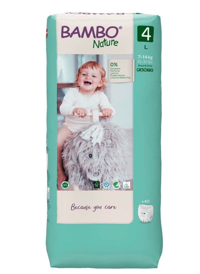 BAMBO NATURE Bambo Nature - Eco-Friendly Pants Diapers, Size 4,7-18 Kg - 40 Pants Tall Pack  - Image 1