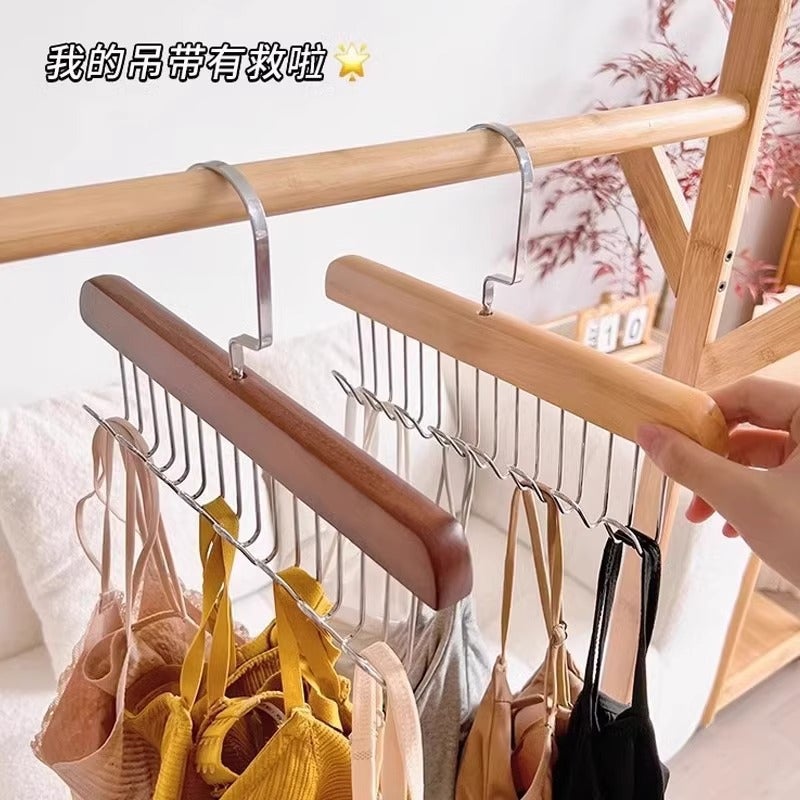 8-Hook Wooden Hanger With Multiple Hooks For Home Dormitory Use, Suitable For Hanging Underwear And Pants, Multifunctional Solid Wood Eight-Hook Hanger - Image 4