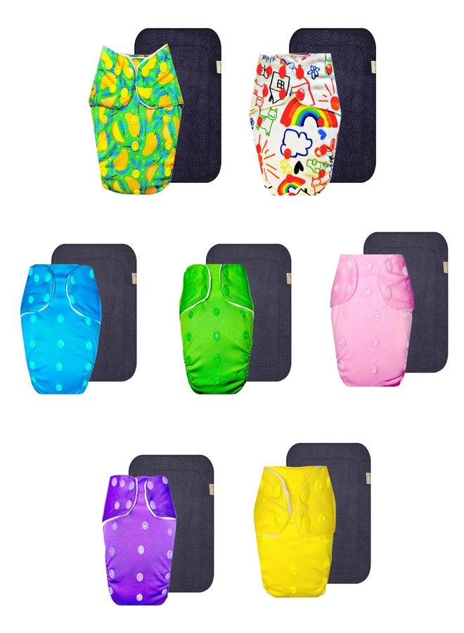 حفاضات دمبلدو القماشية الممتازة مع حشوة رمادية (عبوة من 7 قطع) | ناعمة ولطيفة | وسادة ماصة من 6 طبقات | مناسبة للسفر | تغيير حفاضات بدون قلق | من 3 أشهر إلى 3 سنوات | للجنسين - Image 1