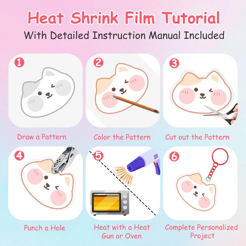 Esmorah 169PCS Shrink Dink Sheets Keychain Kit, with 8 Sheets 7.9"x5.7" Shrink Art Paper, Colorful Key Rings & Jump Rings, Ball Chains, Hole Punch â€“ Ideal for Kids & Adults DIY Crafts Easter Ornaments & Gift - Image 3