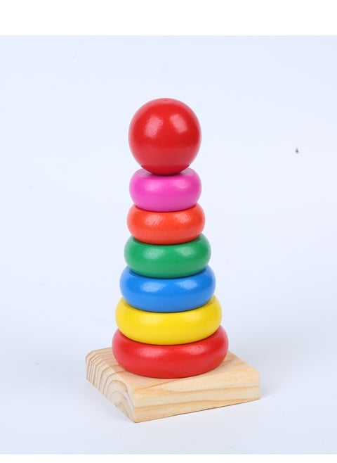 Wooden Rainbow Tower Stacking